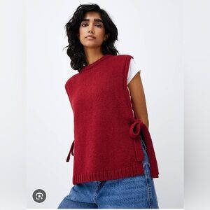 Simons Ruby Red Tie Side Sweater Vest
